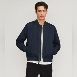 EVERLANE UNIFORM Mens The Bomber Jacket Navy Blue Zip Front Pockets Small NEW